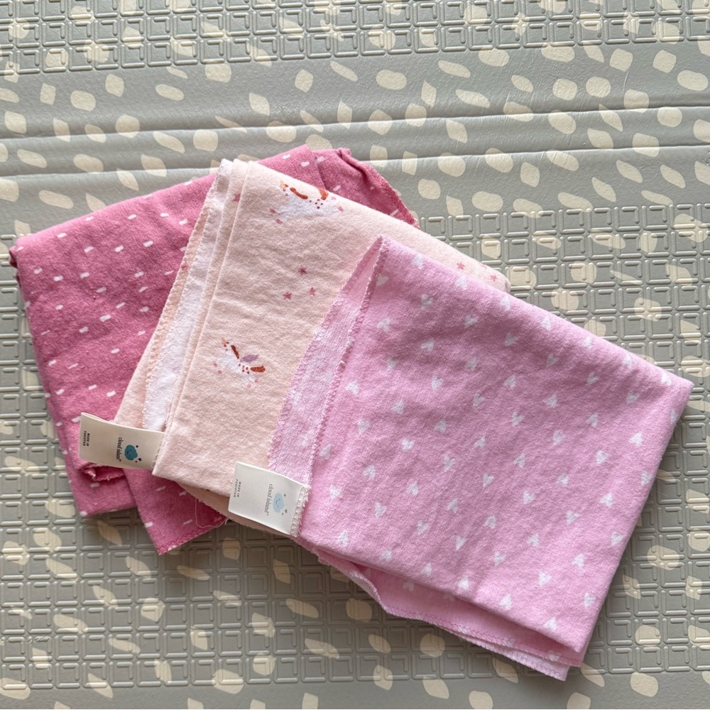 Flannel Baby Blankets / Towels For Girl | Pink & White | 3 Pack | NWOT